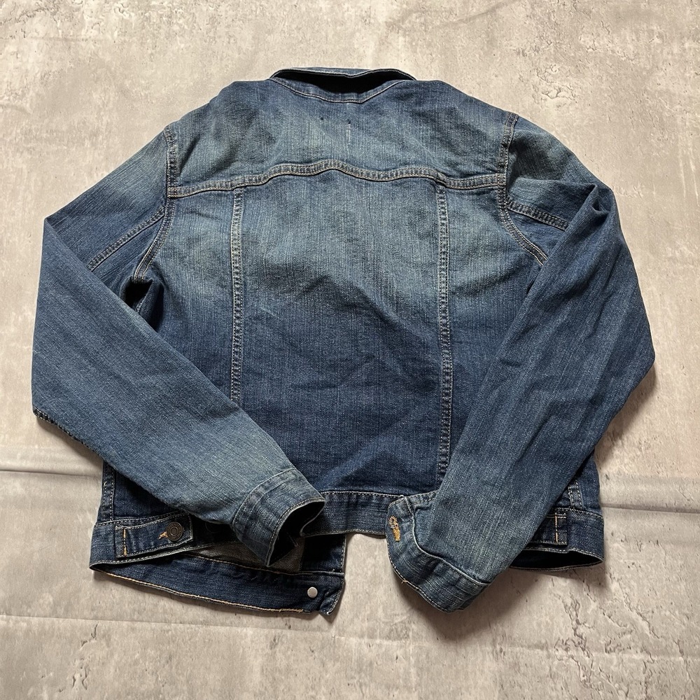 Gap Blue Cotton Short Jacket Button Collared Pockets Women's Small Long Sleeve - Picture 5 of 7